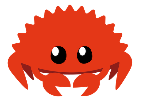 Cute red-orange crab with big eyes and symmetrical claws